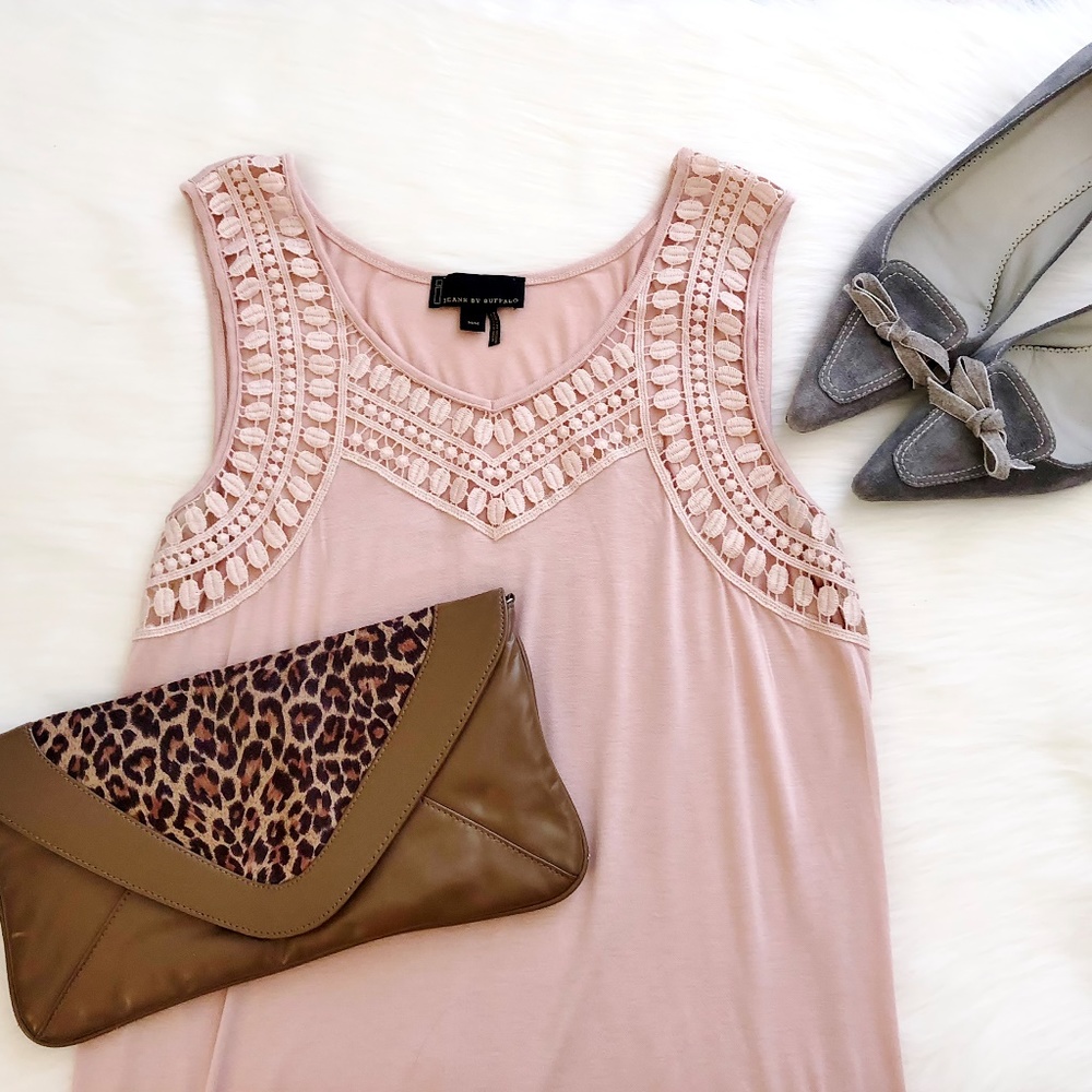 Blush Pink Crochet Lace Tank Top